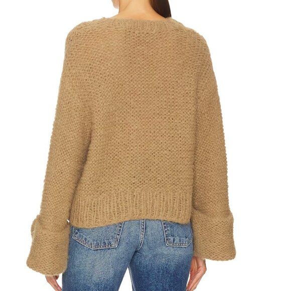 GRLFRND Open Stitch Knit Sweater In Khaki, XS - Picture 2 of 5